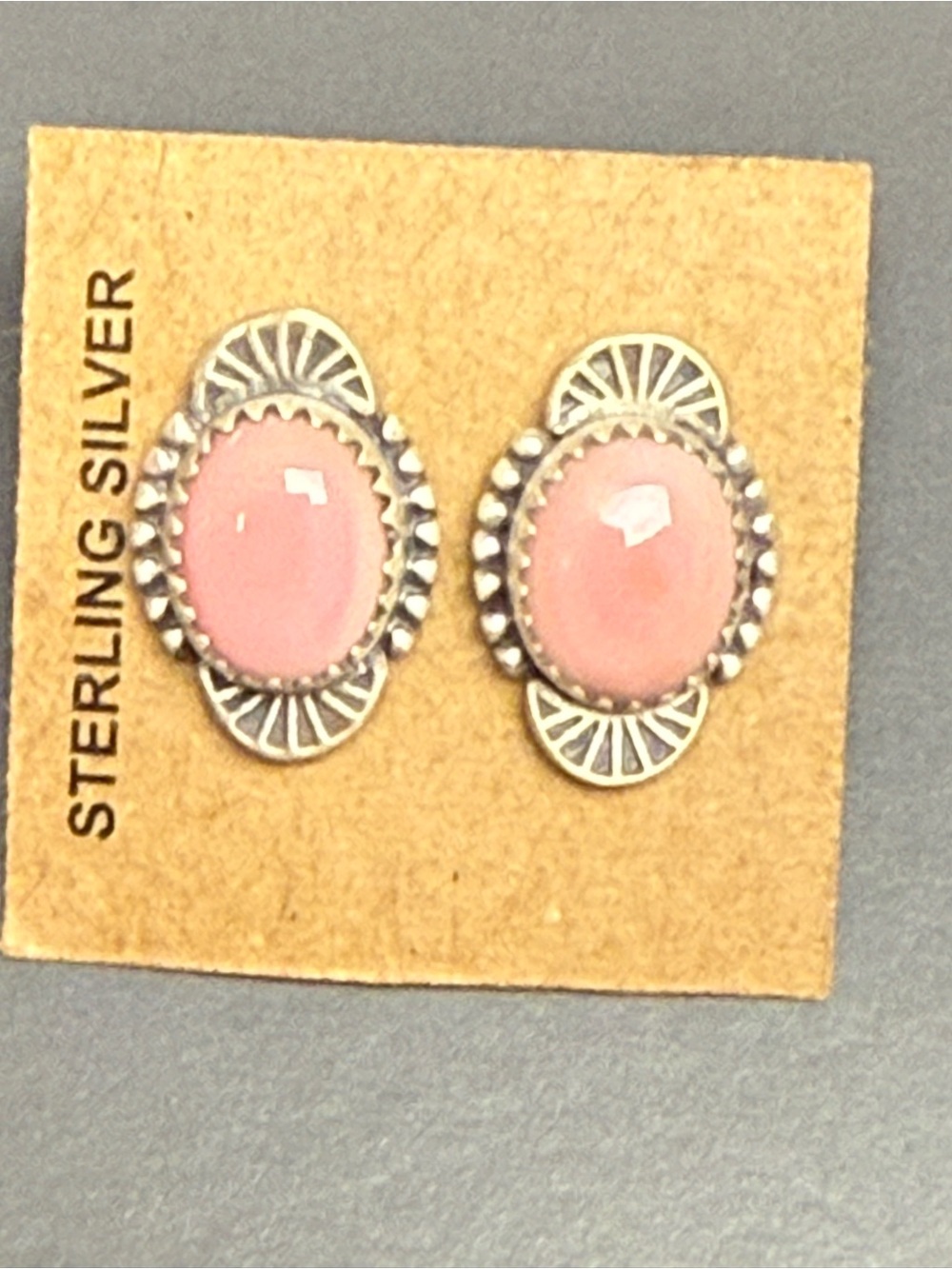 Sterling Silver Pink Conch Stud Earrings